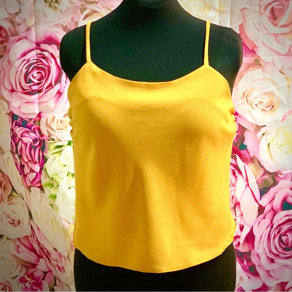 Yellow Spaghetti-Strap Summer Top